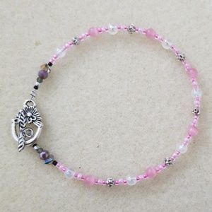 Light pink glass beaded bracelet or ankle